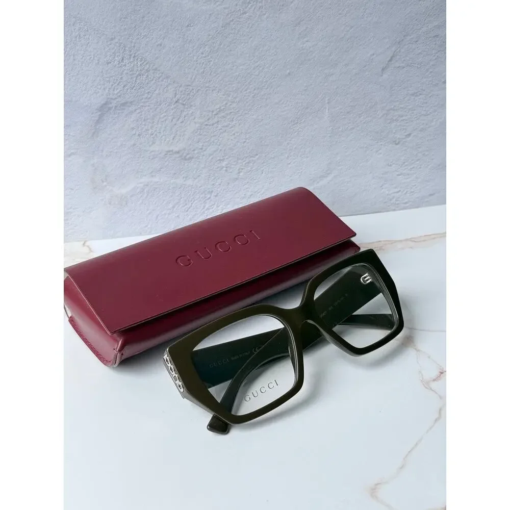 NEW Gucci GG2042O Brown Oversized Square Eyeglasses Frames